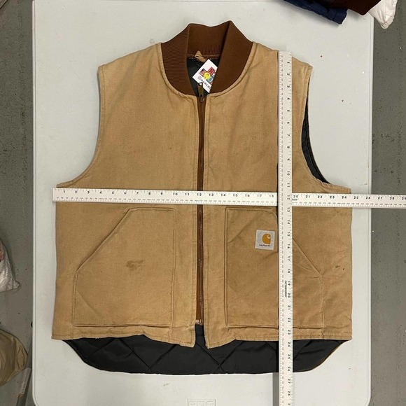 Vintage Carhartt Casual Zip Up Vest Jacket Tan Mens 2XL - Picture 4 of 5